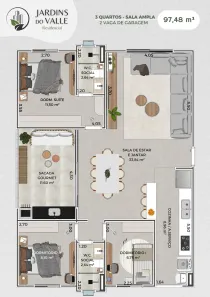 Apartamento com 2 Quartos à venda, 49m² no Loteamento Parque Vera Cruz, Tremembé