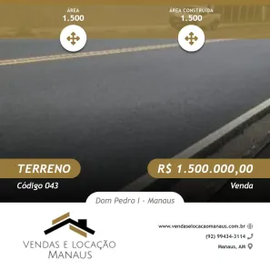 Lote/Terreno à venda, 1500m² no Dom Pedro I, Manaus