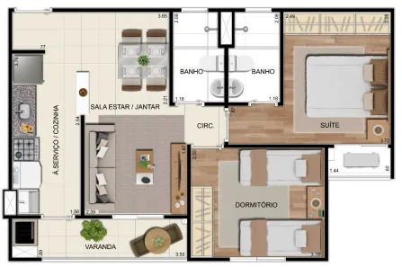 Apartamento com 2 Quartos à venda, 51m² no Cidade Nova, Manaus