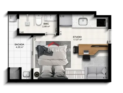 Apartamento com 1 Quarto à venda, 27m² no Balneário de Caioba, Matinhos