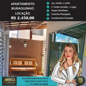 Apartamento com 2 Quartos para alugar, 71m² no Buraquinho, Lauro de Freitas