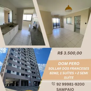 Apartamento com 3 Quartos para alugar, 82m² no Dom Pedro I, Manaus