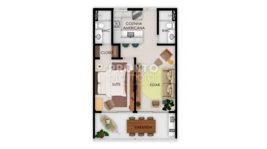 Flat com 1 Quarto à venda, 32m² no Centro, Ipojuca