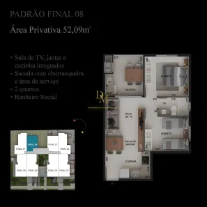 Apartamento com 2 Quartos à venda, 52m² no Balneario Albatroz, Matinhos