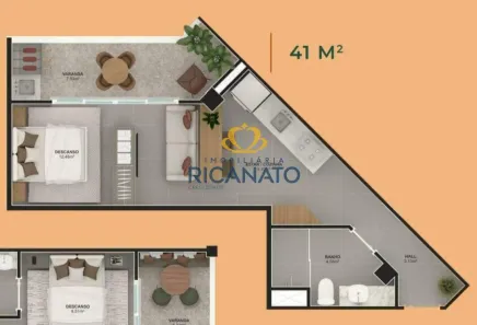 Flat com 1 Quarto à venda, 54m² no Graciosa - Orla 14, Palmas