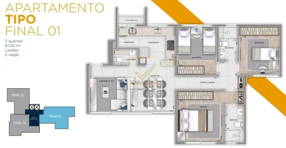 Apartamento com 3 Quartos à venda, 87m² no Cruzeiro, Belo Horizonte