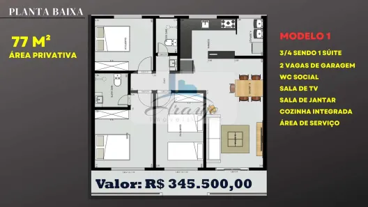 Apartamento com 3 Quartos à venda, 77m² no Plano Diretor Sul, Palmas