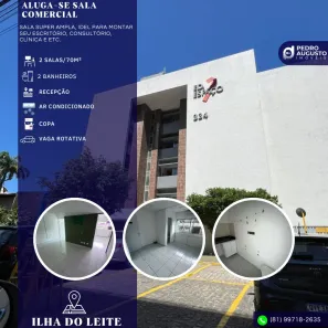 Sala Comercial com 2 Quartos para alugar, 70m² no Ilha do Leite, Recife