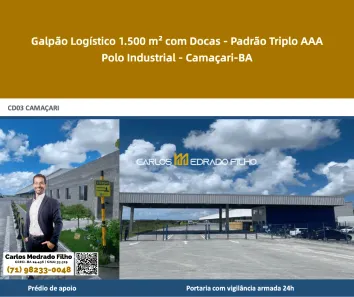 Galpão/Depósito/Armazém para alugar, 1500m² no Pólo Industrial de Camaçari, Camaçari