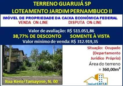 Lote/Terreno à venda, 360m² no Jardim Pernambuco II, Guarujá