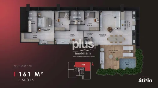 Cobertura com 3 Quartos à venda, 161m² no Plano Diretor Sul, Palmas