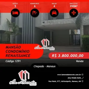 Casa de Condomínio com 5 Quartos à venda, 350m² no Chapada, Manaus