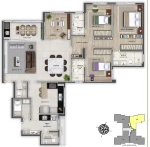 Apartamento com 4 Quartos à venda, 144m² no Cruzeiro, Belo Horizonte