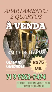 Apartamento com 2 Quartos à venda, 42m² no Itapuã, Salvador