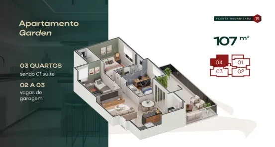 Apartamento com 3 Quartos à venda, 107m² no Coração Eucarístico, Belo Horizonte