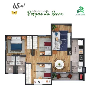 Apartamento com 3 Quartos à venda, 65m² no Embu Mirim, Itapecerica da Serra