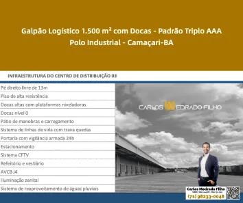 Galpão/Depósito/Armazém para alugar, 1500m² no Pólo Industrial de Camaçari, Camaçari