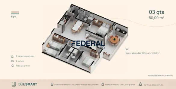 Flat com 3 Quartos à venda, 80m² no , Ipojuca
