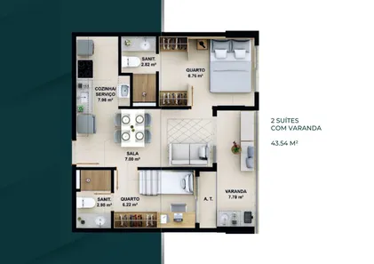 Apartamento com 2 Quartos à venda, 44m² no Ondina, Salvador