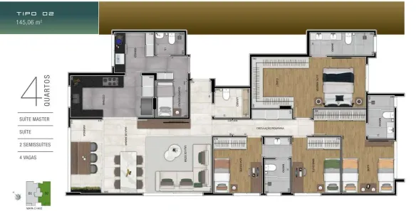 Apartamento com 4 Quartos à venda, 145m² no Gutierrez, Belo Horizonte