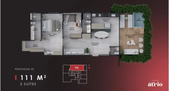 Cobertura com 2 Quartos à venda, 111m² no Plano Diretor Sul, Palmas