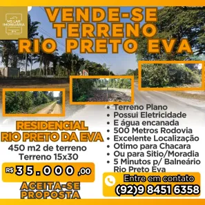 Lote/Terreno à venda, 450m² no , Rio Preto da Eva