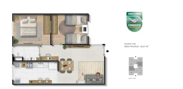 Apartamento com 2 Quartos à venda, 40m² no Santa Etelvina, Manaus