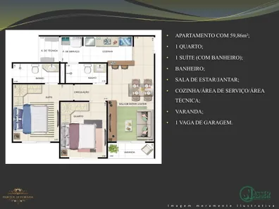 Apartamento com 2 Quartos à venda, 59m² no Alvorada, Manaus