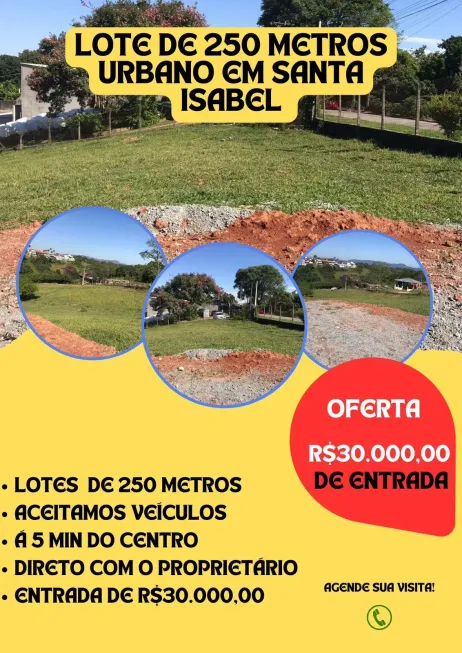 Foto 1 de Lote/Terreno à venda, 250m² em Centro, Santa Isabel