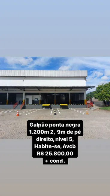 Foto 1 de Galpão/Depósito/Armazém para alugar, 1200m² em Ponta Negra, Manaus