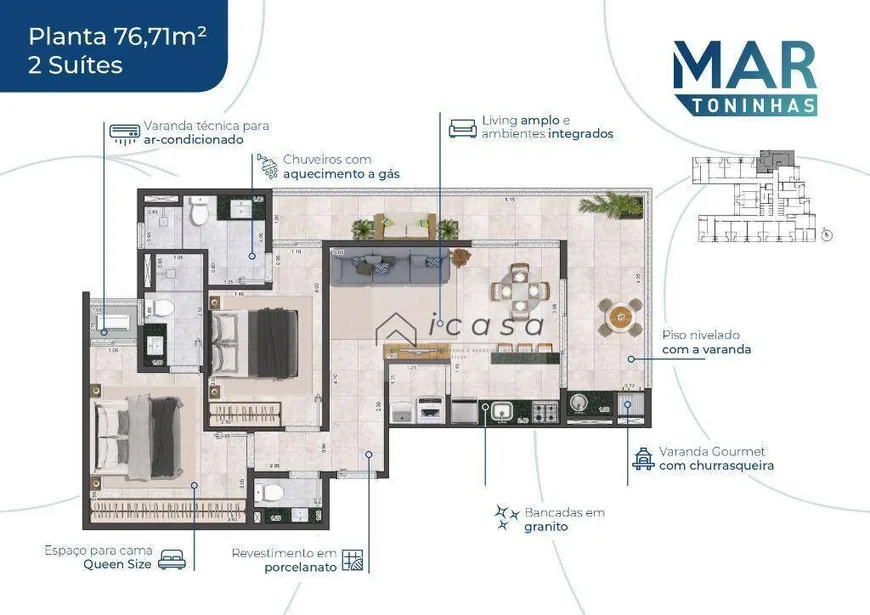 Foto 1 de Apartamento com 2 Quartos à venda, 77m² em Praia das Toninhas, Ubatuba