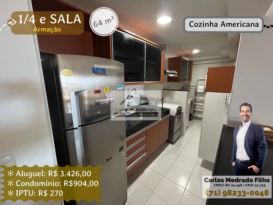 Foto 1 de Apartamento com 1 Quarto para alugar, 64m² em Armação, Salvador