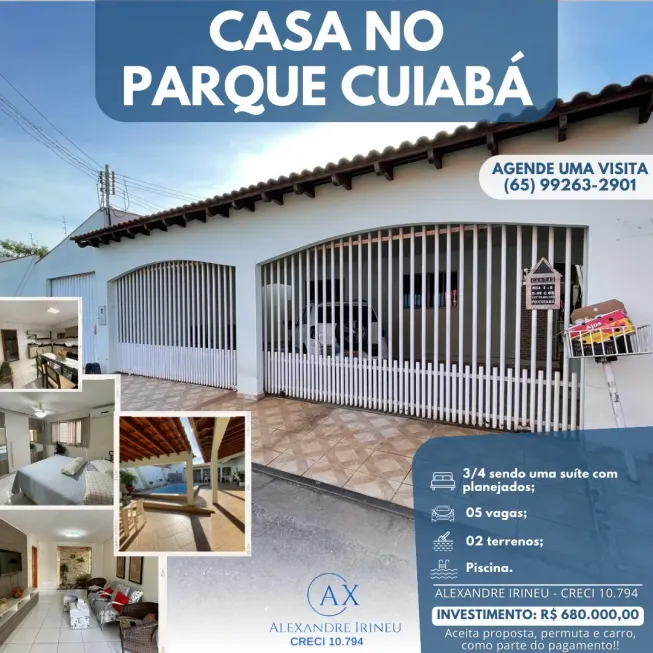 Foto 1 de Casa com 3 Quartos à venda, 250m² em Parque Cuiabá, Cuiabá