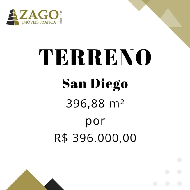 Foto 1 de Lote/Terreno à venda, 396m² em Residencial San Diego, Franca