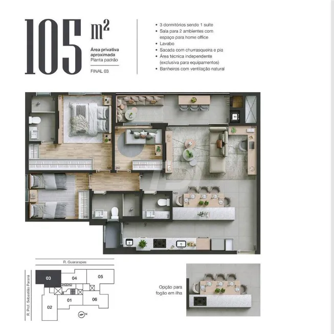 Foto 1 de Apartamento com 3 Quartos à venda, 105m² em Vila Izabel, Curitiba