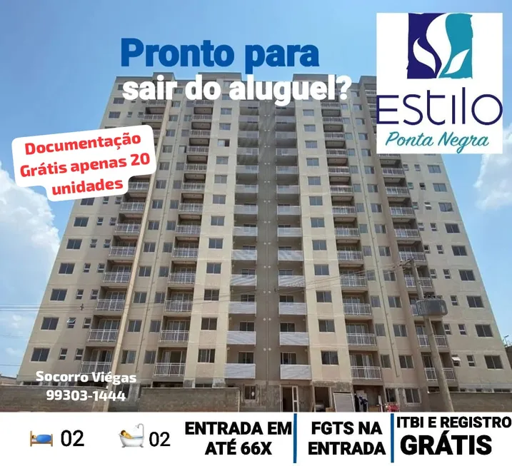 Foto 1 de Apartamento com 2 Quartos à venda, 49m² em Ponta Negra, Manaus