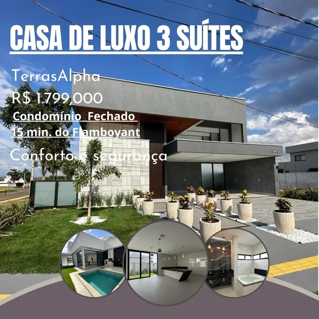 Foto 1 de Casa de Condomínio com 3 Quartos à venda, 232m² em Terras Alpha Residencial 1, Senador Canedo