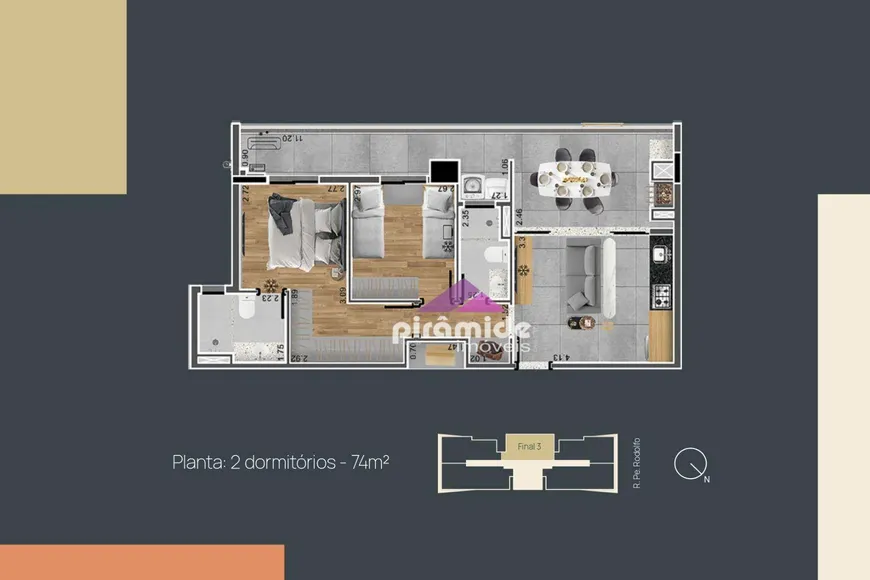 Foto 1 de Apartamento com 2 Quartos à venda, 75m² em Vila Ema, São José dos Campos