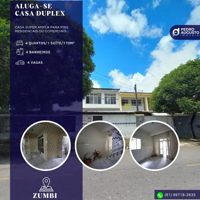 Foto 1 de Casa com 4 Quartos para alugar, 250m² em Zumbi, Recife