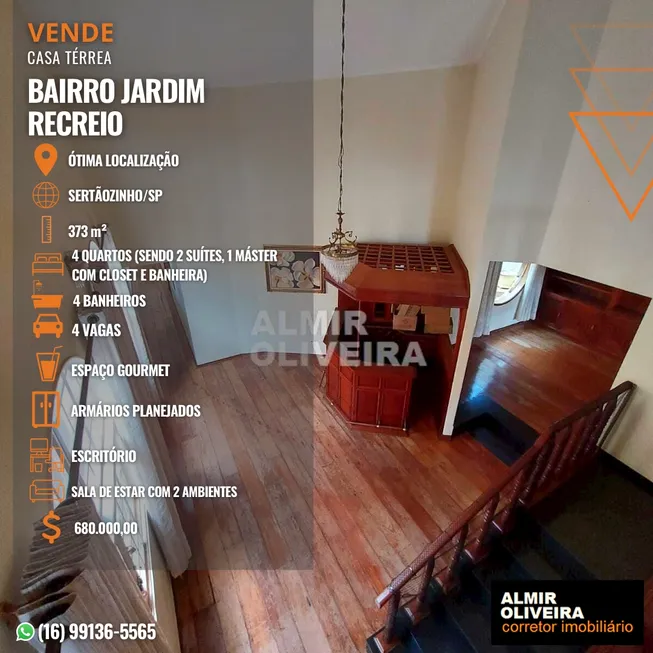 Foto 1 de Casa com 4 Quartos à venda, 373m² em Jardim Recreio, Sertãozinho