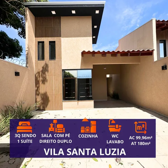 Foto 1 de Casa com 3 Quartos à venda, 99m² em Vila Santa Luzia, Campo Grande
