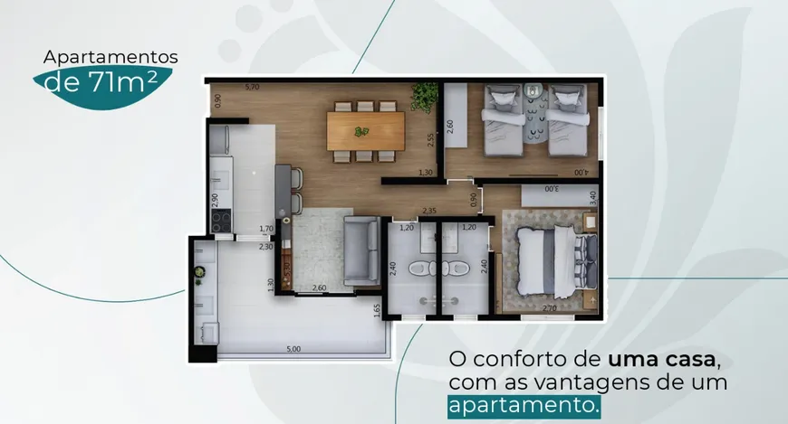 Foto 1 de Apartamento com 2 Quartos à venda, 71m² em Parque Industrial, São José dos Campos