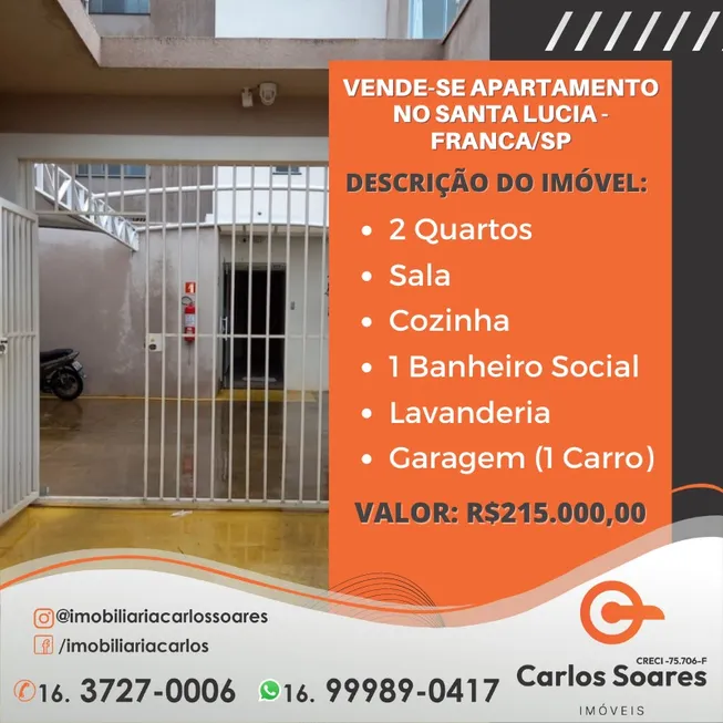 Foto 1 de Apartamento com 2 Quartos à venda, 69m² em Jardim Santa Lúcia, Franca