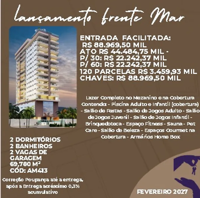 Foto 1 de Apartamento com 2 Quartos à venda, 70m² em Jardim Real, Praia Grande