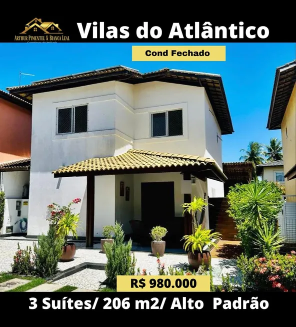 Foto 1 de Casa de Condomínio com 3 Quartos à venda, 206m² em Vilas do Atlantico, Lauro de Freitas
