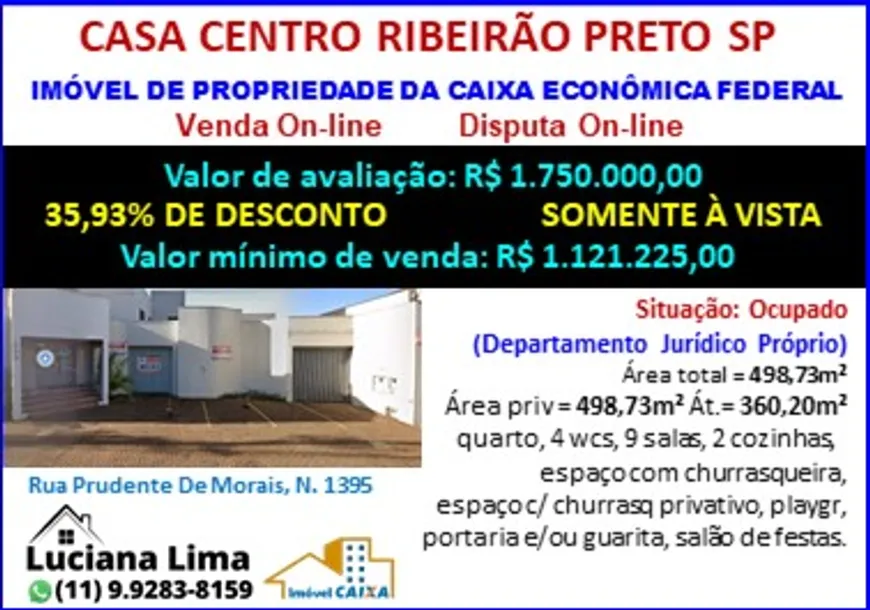 Foto 1 de Casa com 1 Quarto à venda, 498m² em Centro, Ribeirão Preto