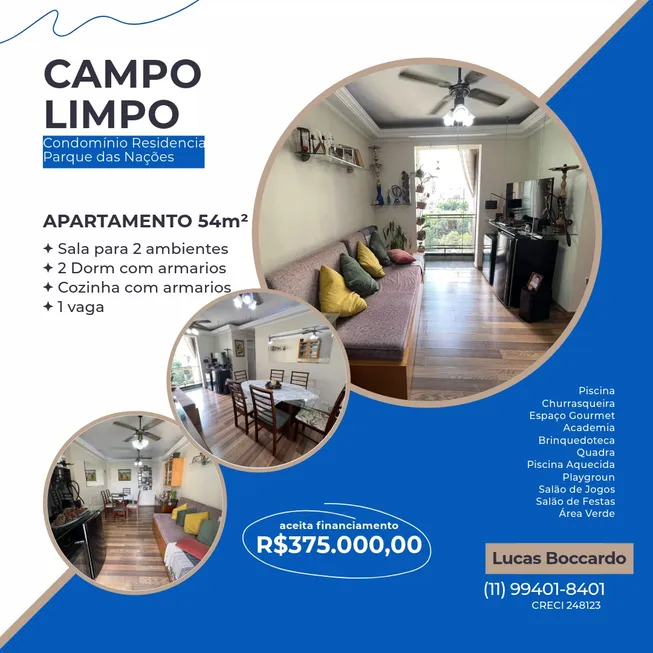 Foto 1 de Apartamento com 2 Quartos à venda, 54m² em Vila das Belezas, São Paulo