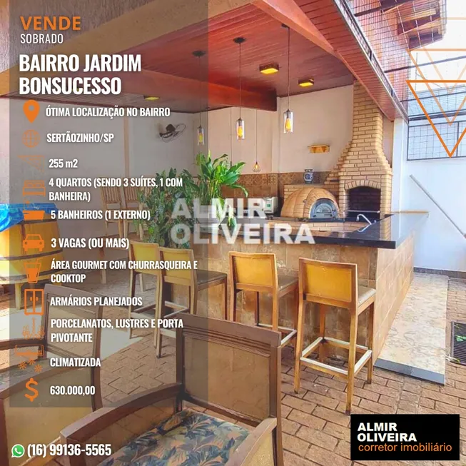 Foto 1 de Sobrado com 4 Quartos à venda, 255m² em Jardim Bonsucesso, Sertãozinho