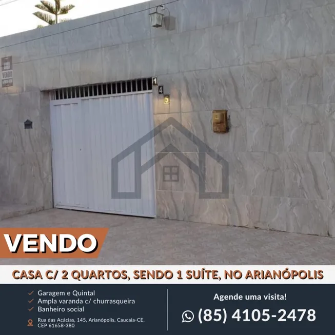 Foto 1 de Casa com 2 Quartos à venda, 200m² em Arianopolis Jurema, Caucaia