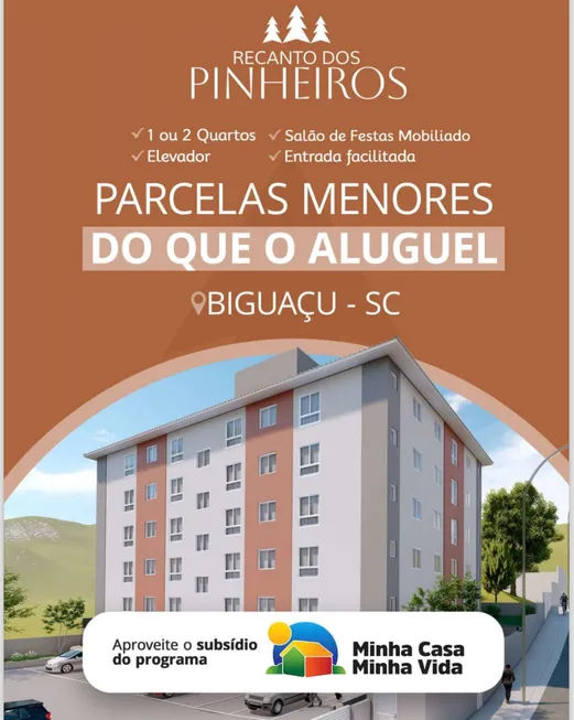 Foto 1 de Apartamento com 1 Quarto à venda, 33m² em Jardim Janaína, Biguaçu
